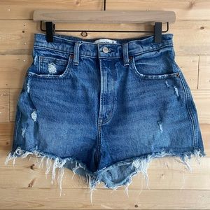 Abercrombie & Fitch ultra high rise mom jeans curvy love cut off denim shorts 6
